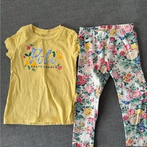 Ralph Lauren Kids Yellow and Floral Pajama Set